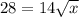 28=14\sqrt{x}