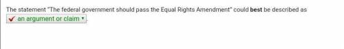 The statement “the federal government should pass the equal rights amendment” could best be describe