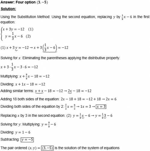 Which ordered pair is the solution to the system of equation