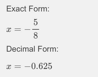 -8x - 8 x = 5 + 5 what does x equal?