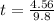 t = \frac{4.56}{9.8}