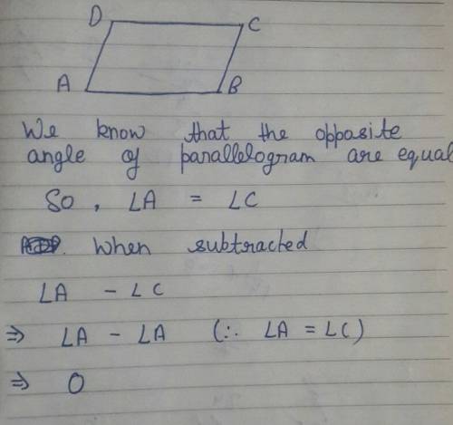 If ABCD is a parallelogram then what is the measure of < A - <C