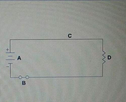 Which letter represent the location of the resister in this diagram?