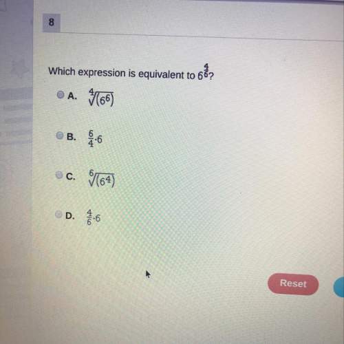 Which expression is equivalent to 6^4/6? ? pls !