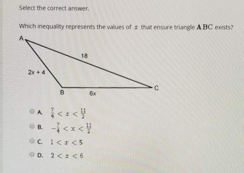Which inequality represents the values of ( ) that ensure triangle abc exists? - look at image. (mu
