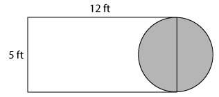 In the figure, one side of the rectangle divides the circle in half. what is the area of