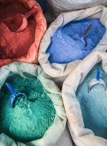 What other natural resource is mixed with these pigments to make paint?  a oils b