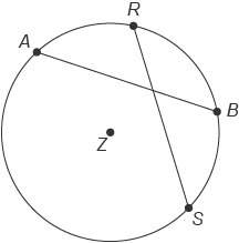 This figure shows circle z with chords ab and rs . mar=55° mrb=66° a