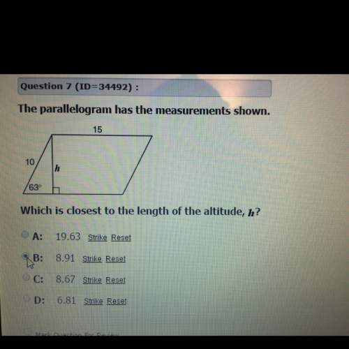 Is the answer b because i used the sin formula which is the opposite side over the hypotenuse&lt;