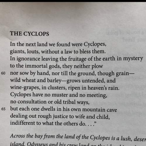 How does odysseus regard the cyclops based on the description in lines 56-67 of book 9? what does t