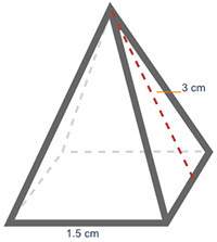 Asquare pyramid is shown. what is the surface area? a 6.75 cm2 b 11.25 cm2 c.20.25 cm2&lt;