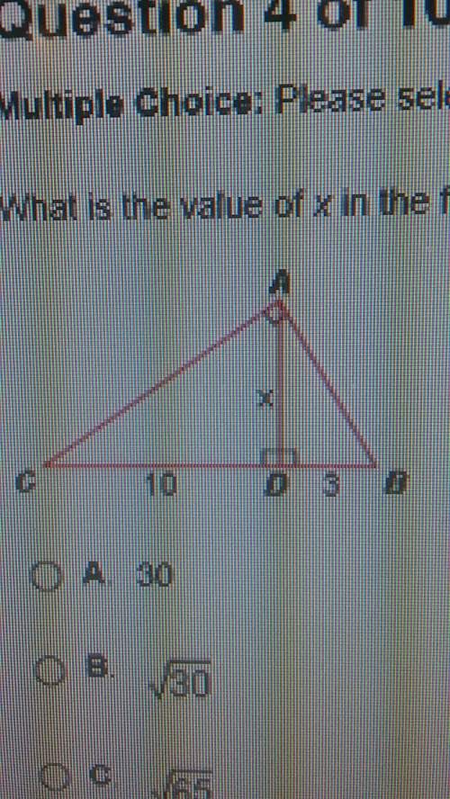 What is the value of x in the figure below? in this diagram, abc~cad.