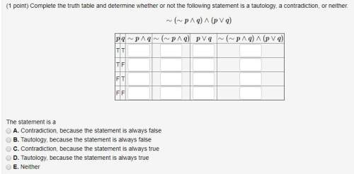 Complete the truth table and determine whether or not the following statement is a tautology, a cont