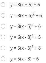 What is the quadratic in vertex form that has an a value of 8 and a vertex of (5, 6)?  answer