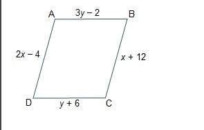 Figure abcd is a parallelogram. what are the lengths of line segments ab and bc? &lt;