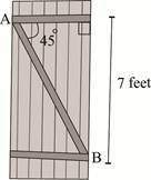 The picture shows a barn door:  what is the length of the support ab?  a. 7 over c