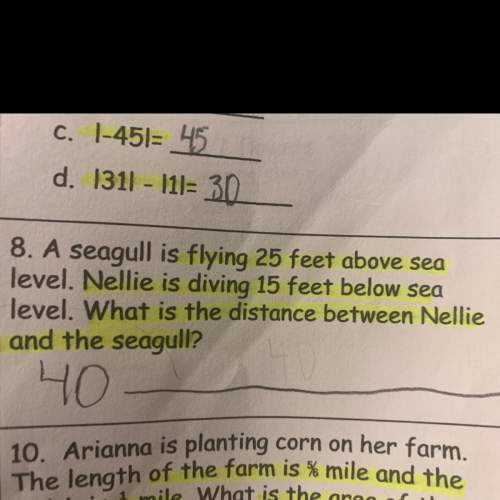 8. a seagull is flying 25 feet above sea level. nellie is diving 15 feet below sea | lev