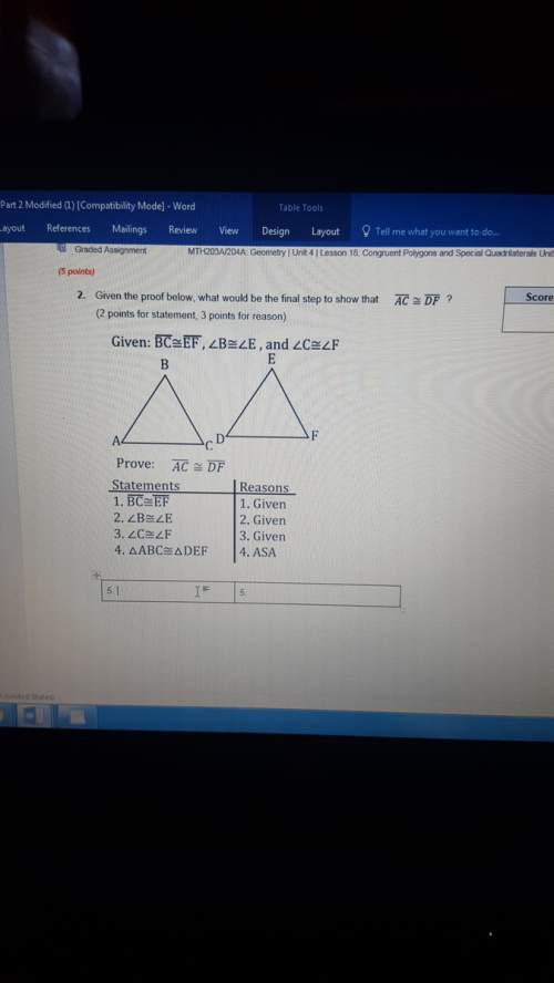 Given the proof below, what would be the final step to show that ac is congruent to df