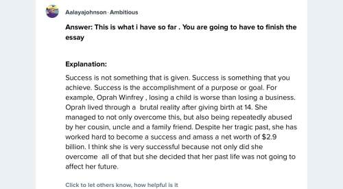 Hi guys can you write the definition of success. write an essay explaining the things that person ha