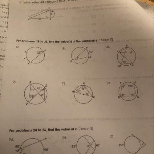 17 says tell whether ab is tangent to circle c