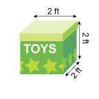 find the volume of the box in cubic inches. cubical toy box with closed lid and s