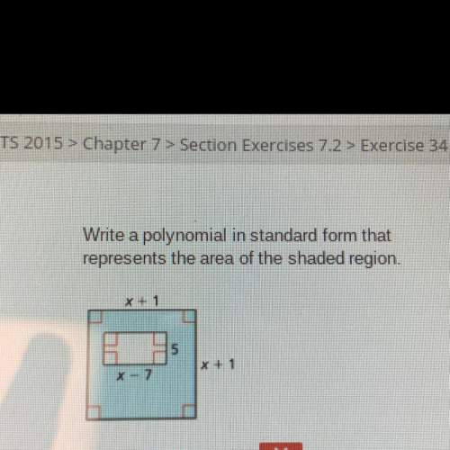Write a polynomial in standard form that represents the area of the shaded region.