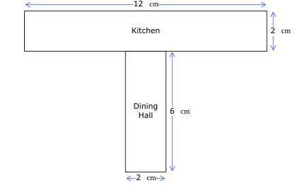 Ascale drawing for a restaurant is shown below. in the drawing, 2 cm represents 3 m . as