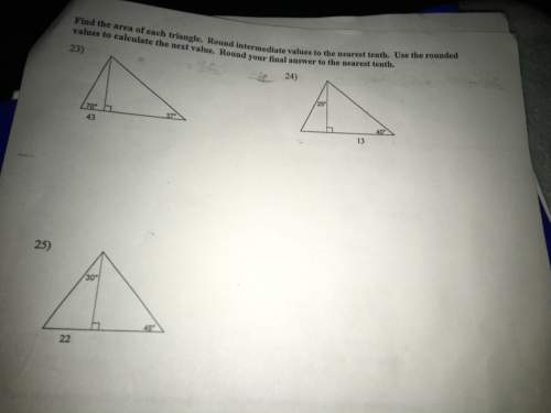 Find the area of each triangle. round intermediate values to the nearest tenth. use the rounded valu