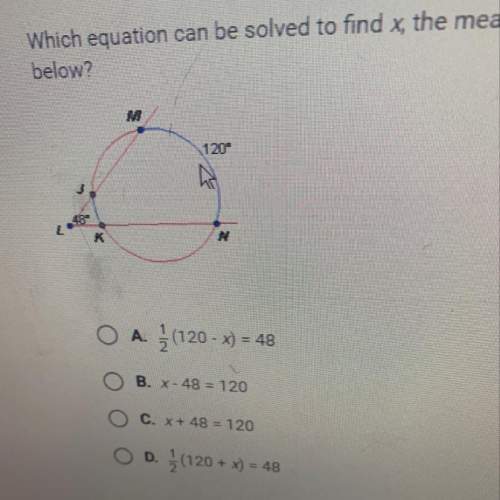 Which equation can be solved to find x, the measure of jk in the diagram below?