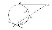 Ab is tangent to the circle at b. m find x find y