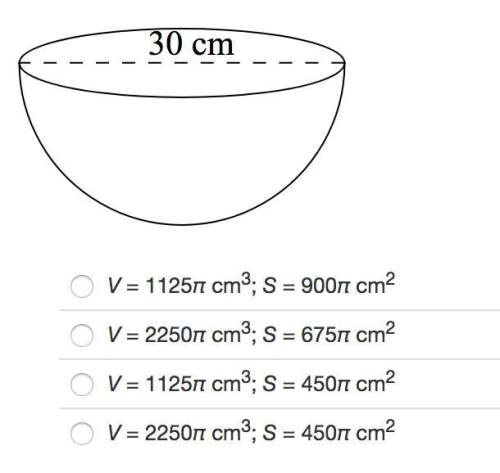 Identify the volume and surface area of the hemisphere in terms of π.