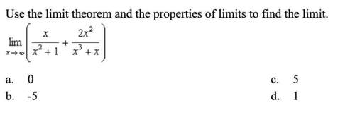 Use the limit theorem and the properties of limits to find the limit.