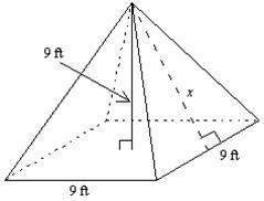 Find the value of x, the slant height of the regular pyramid. round your answer to the nearest hundr
