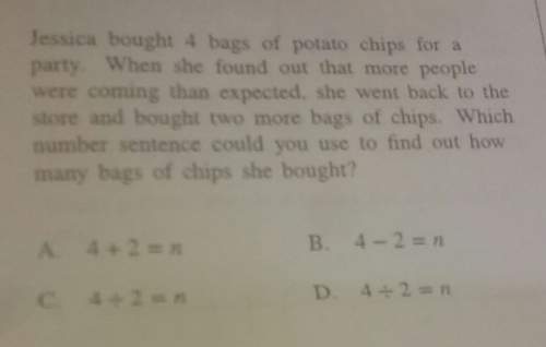 Which number sentence could you use to find out how meny bags of chips she bought?