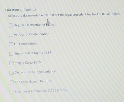 Select the documents below that set the legal precedent for the us bill of rights.