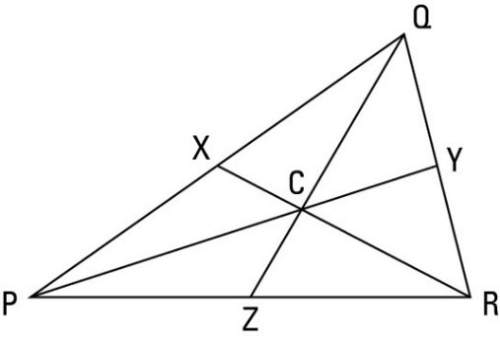 In triangle ∆pqr, c is the centroid. if px = 25, find pq &lt;