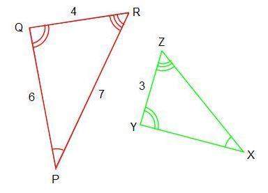 Triangles pqr and xyz are similar. what is the length of xz?  a. 5.25 b. 4.5