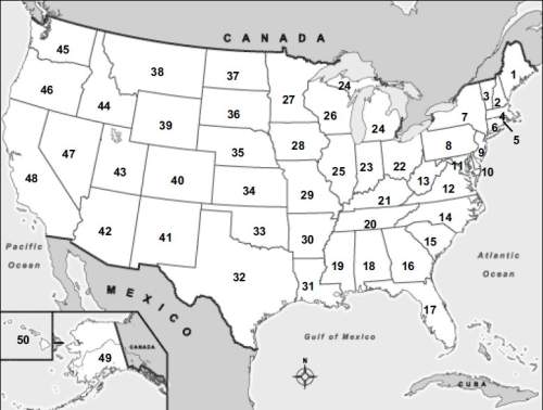 Write the number of the state on the map next to its name below. each correct answer is worth 1 poin