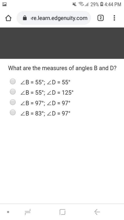Figure abcd is parallelogram. what are measures of b and d?