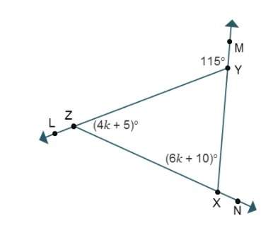 Solving for angle measures what is the value of k?