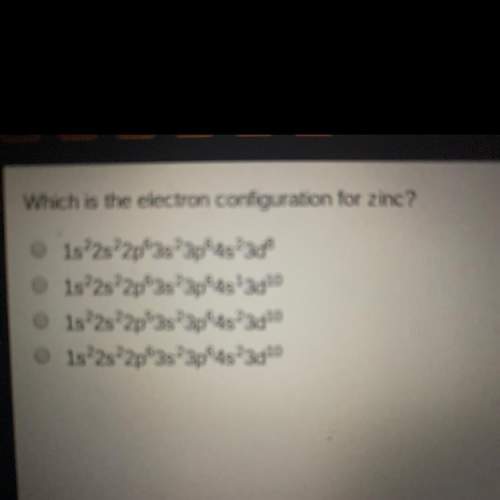 Which is the electron configuration for zinc?  1s22s22p63823p64523d8 1s22s22p63s23p64s13