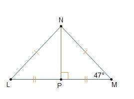 Angle m has a measure of 47°. what is the measure of angle pnl?  43° 4