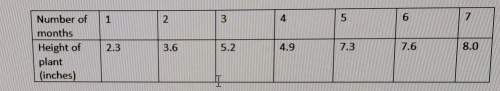 Ineed urgent or ill fail ! 20) the table shows the height of a plant at each month. use