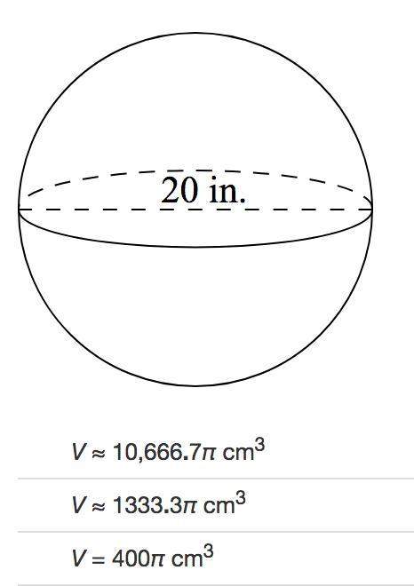 Identify the volume of the sphere in terms of π.