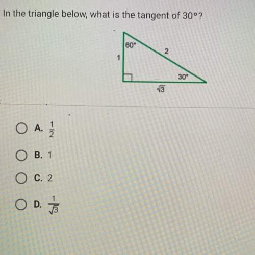 Very appreciated •in the triangle below what is the tangent of 30°?