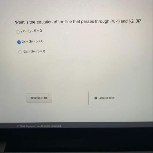 What is the equation of the line that passes through (4,-1) and (-2,3)