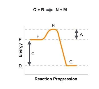 The graph shows the reaction pathway for the reaction q + r n + m. interpret the graph by describing