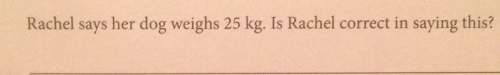 Rachel says her dog weighs 25 kg. is rachel correct in saying this