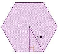 The regular hexagon has a radius of 4 in. what is the approximate area of the hexagon? 24 in.2 42 i