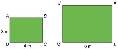 Abcd and jklm are similar rectangles. what is the perimeter of jklm?  21 m